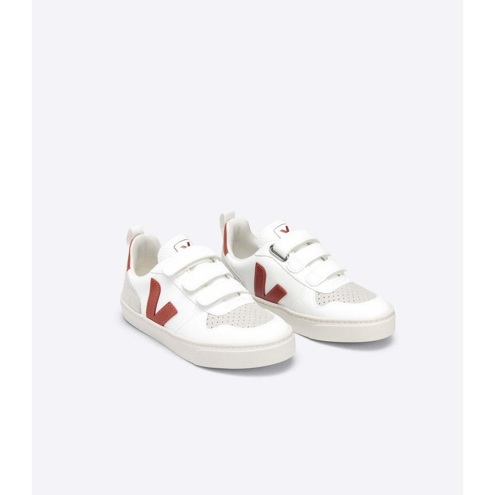 Veja V-10 CWL Kids' Shoes White/Burgundy | NZ 785ILH